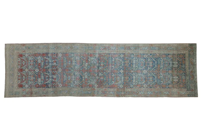 4×13.5 Vintage Distressed Hamadan Rug Runner