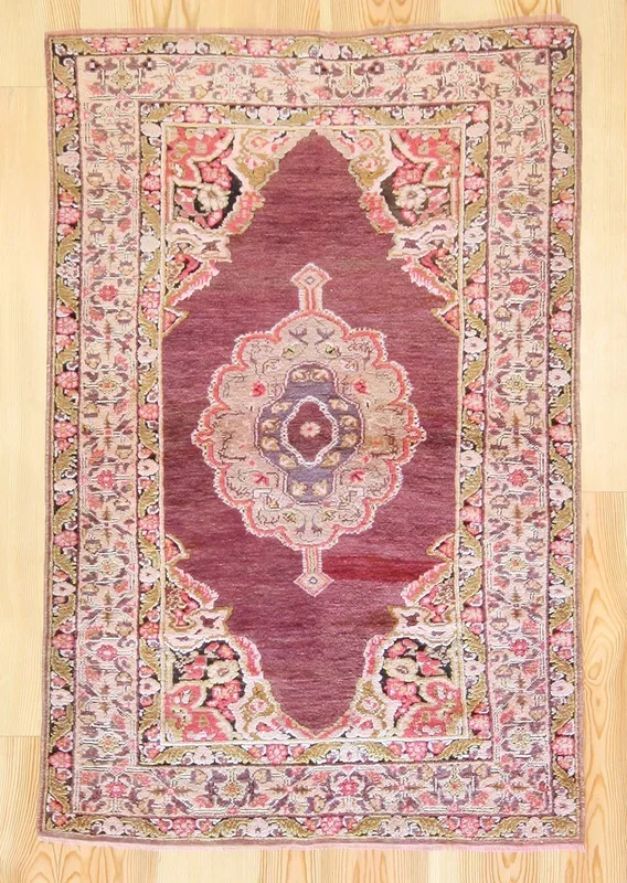 4×6 Antique Central Anatolian ‘Maden’ Turkish Area Rug | Bold medallion breathtaking lush wool warm colors | SKU 484