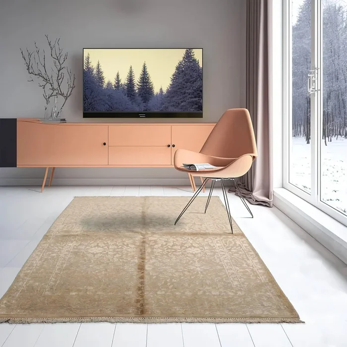4×6 Ivory, Gray Hand Knotted Tibetan 100% Wool Tibetan Modern & Contemporary Oriental Area Rug