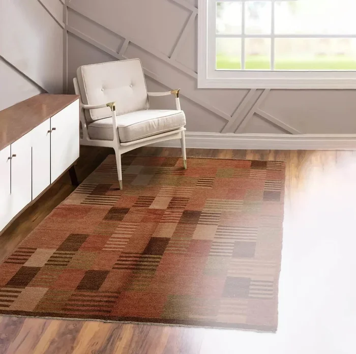 4×6 Rose, Beige Hand Knotted Tibetan 100% Wool Michaelian & Kohlberg Modern & Contemporary Oriental Area Rug