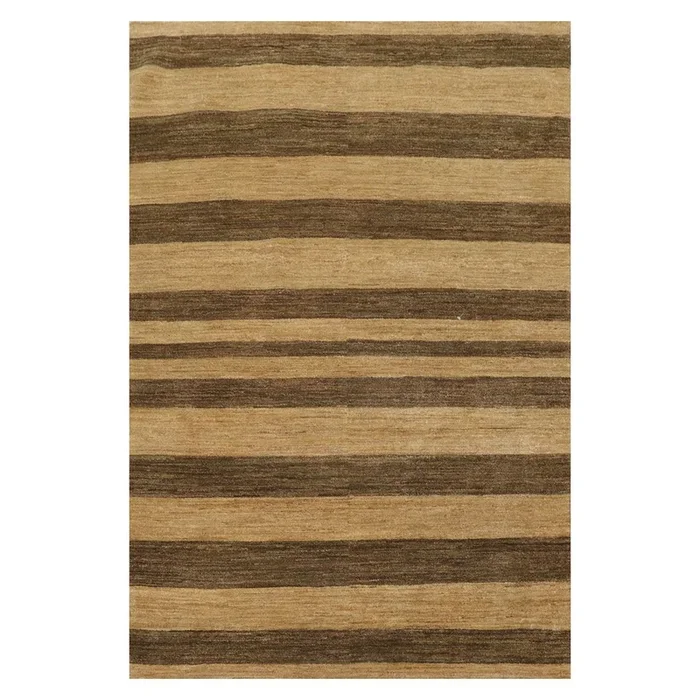 4’1″ x 6’1″ Hand Knotted 100% Wool Peshawar Striped Modern Area Rug Gold Brown