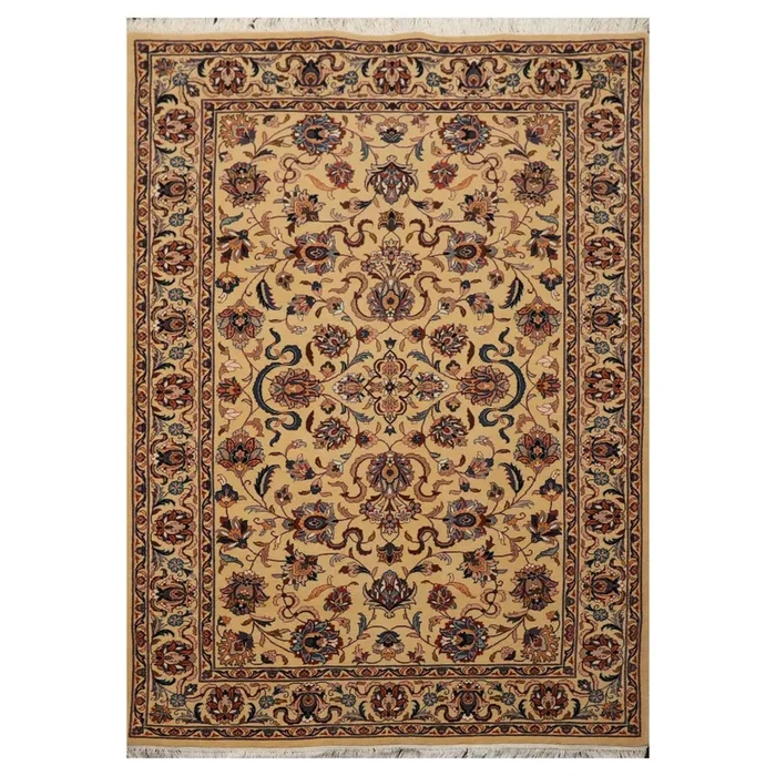 4’2″ x 5’11” Hand Knotted 100% Wool 16/18 Pak Persian 300 KPSI Area Rug Tan
