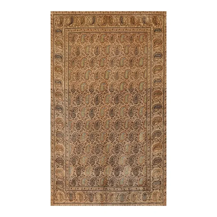 4’3” x 6’10” Vintage Hand Knotted Wool Kashaan 200 KPSI Oriental Area Rug Tan