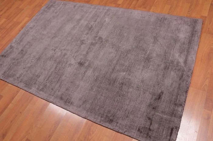 4’6×6’10” Handmade Viscose Loop N Cut Textured Pile Oriental Area Rug Brown Color