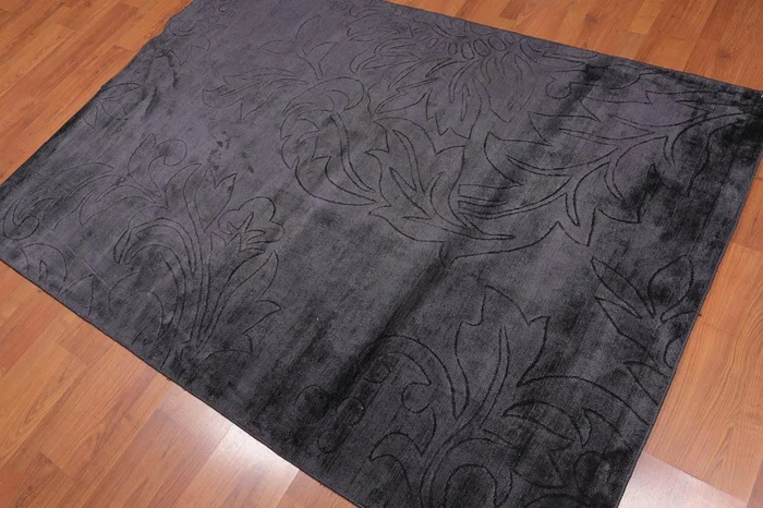 4’6″ x 6’10″ Handmade 100% Bamboo silk Area rug Modern Charcoal