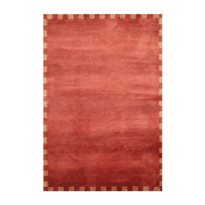 4′ x 6′ Hand Knotted Tibetan 100% Wool Tibetan Modern & Contemporary Oriental Area Rug Raspberry,Tan Color