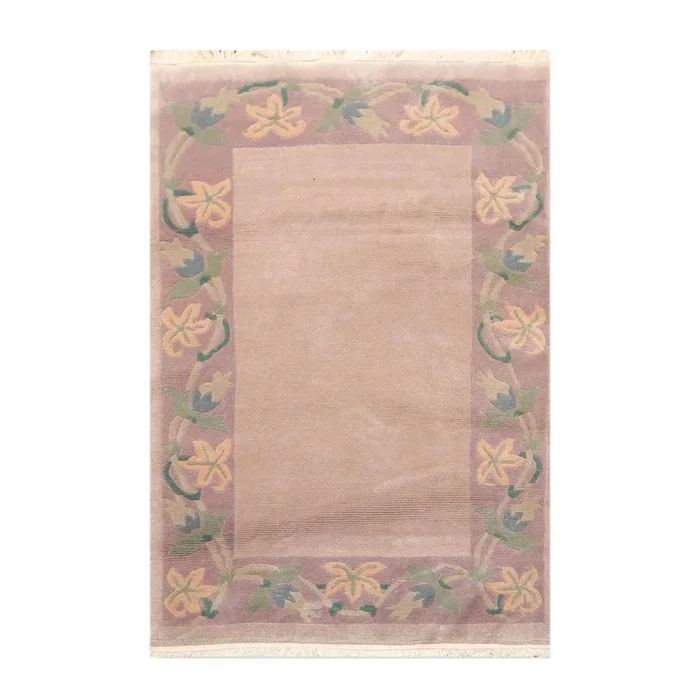 4′ x 6′ Hand Knotted Wool Tibetan Oriental Area Rug Traditional Taupe