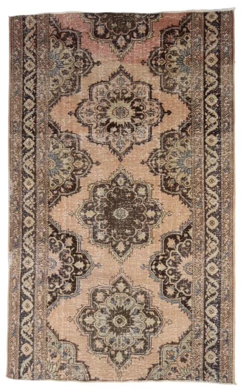 4′ x 7′ Tan-Ivory Turkish Vintage Rug – 5346