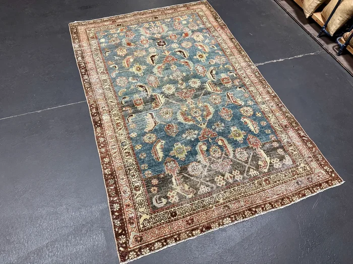 4’ x 6’1 Classic Vintage Rug Denim, Rust, Beige & Brown 5737