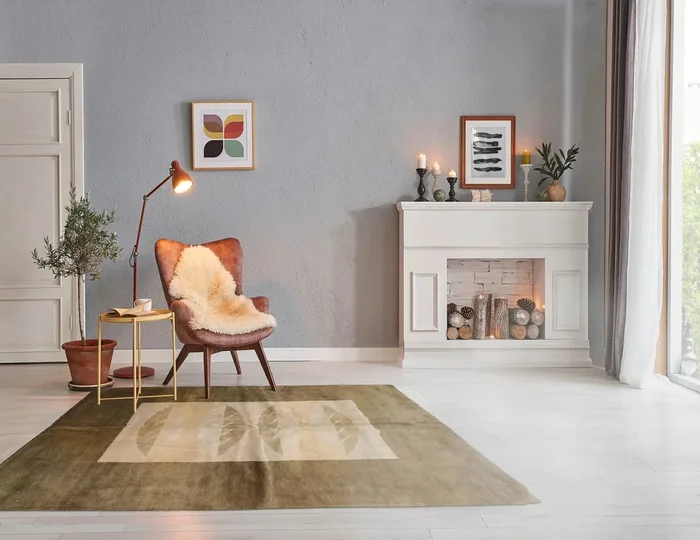 5×7 Beige, Moss Hand Knotted Tibetan 100% Wool Michaelian & Kohlberg Transitional Oriental Area Rug Beige, Moss