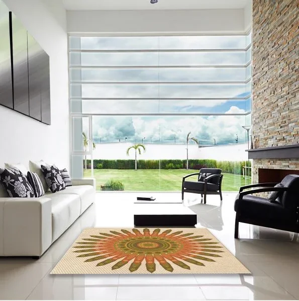 5×7 Brown Gold Patterned Rug