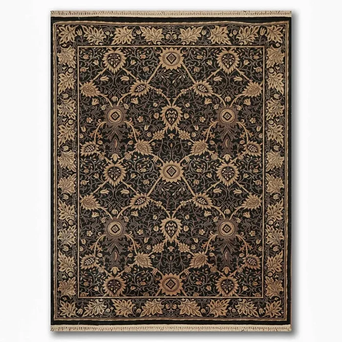 5×8 Black Machine Made Louis De Poortere Ornate Wool Oriental Area Rug
