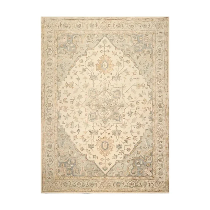 5×8 Ivory, Mint Hand Tufted Persian 100% Wool Tabriz Traditional Oriental Area Rug Ivory,Mint Color