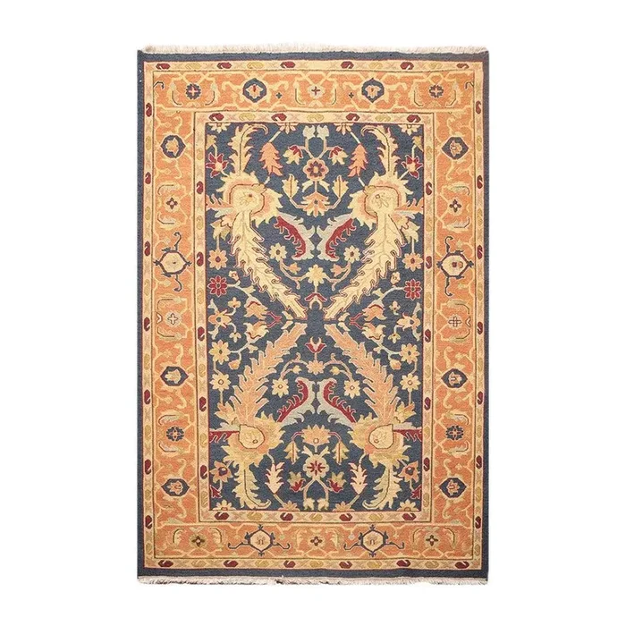 5×8 Midnight Blue Hand Knotted 100% Wool Reversible Oriental Area Rug