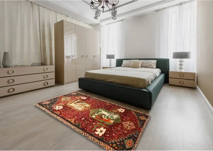 5×8 Red Animal Traditional Area Rug