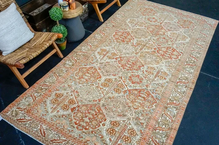 5’4 x 10’3 Classic Vintage Rug 1960’s Copper, Taupe + Cream ‘3634