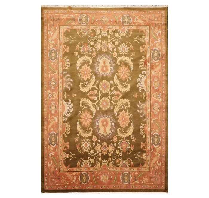 5’10” x 8’9″ Hand Knotted Tibetan Wool Classic European Area Rug Olive