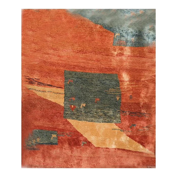 5’10″x7′ Hand Knotted Wool Gabbehh Vegetable dyes Oriental Area Rug Burnt Orange