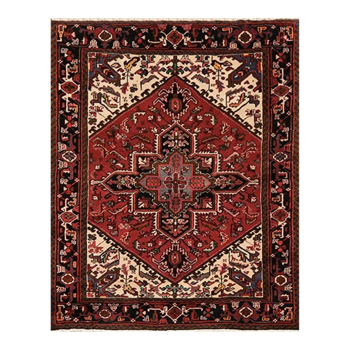 5’3″ x 6’7″ Hand Knotted 100% Wool Herizz Traditional Oriental Area Rug Red