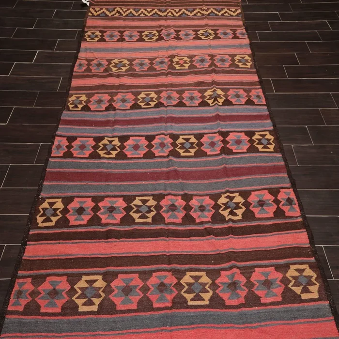 5’5″ x 11’6″ Vintage Hand-Woven Southwestern Kilim Oriental Area Rug Runner Rose
