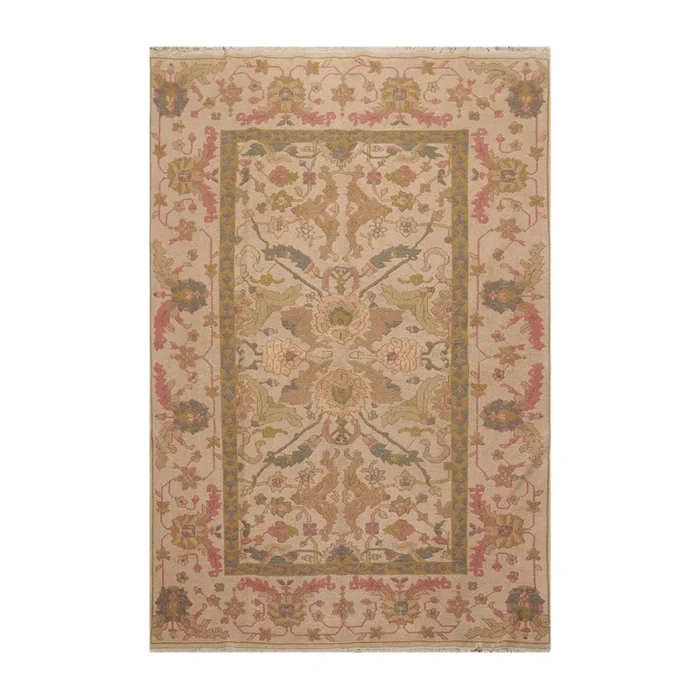 5’9″ x 8’9″ Hand Knotted Reversible 100% Wool Tibetan Area Rug Tan