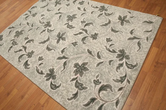 5’x7′ Gray, Green, Tone on Tone, Multi Color Machine Made Polypropylene Indonesian High Density Hand Carved Effect Modern Oriental Rug