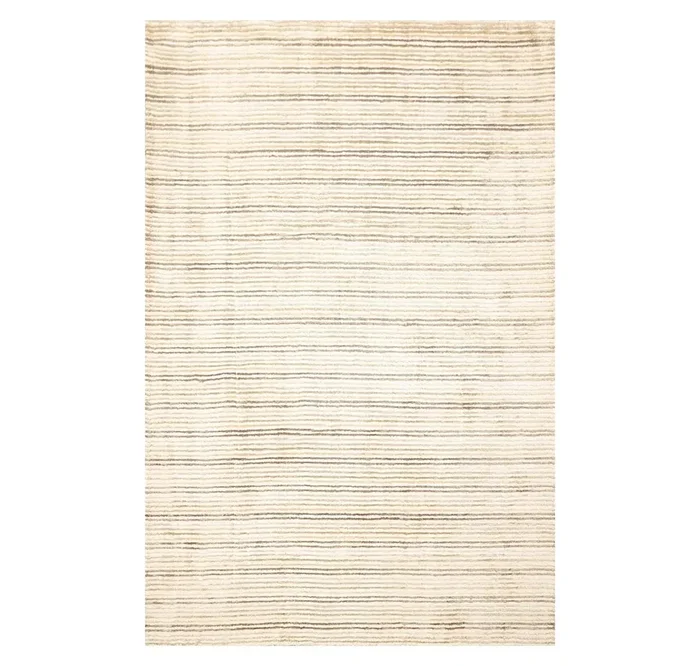 5′ x 7’4” Handmade 100% Wool Designer Stripes Modern Oriental Area Rug Beige