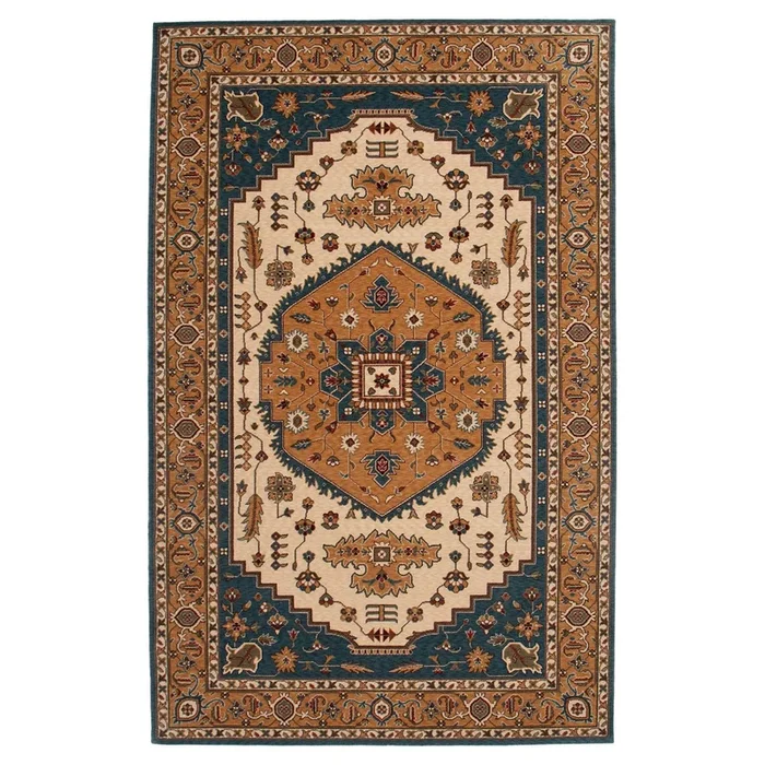 5′ x 7′ 11″ (05×08) Traditional Blue Gold Wool Area Rug #012899