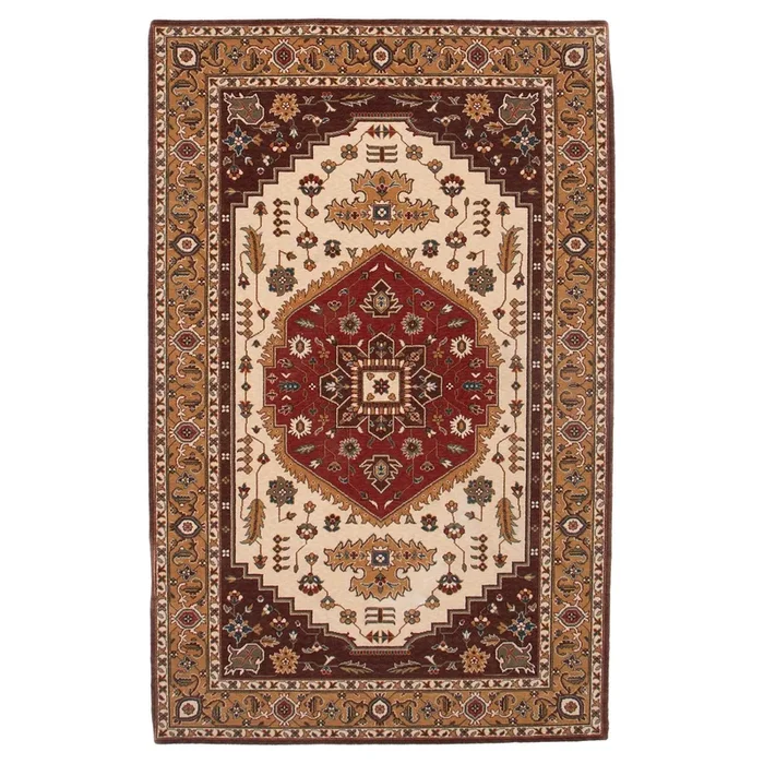 5′ x 7′ 11″ (05×08) Traditional Brown Gold Wool Area Rug #006546