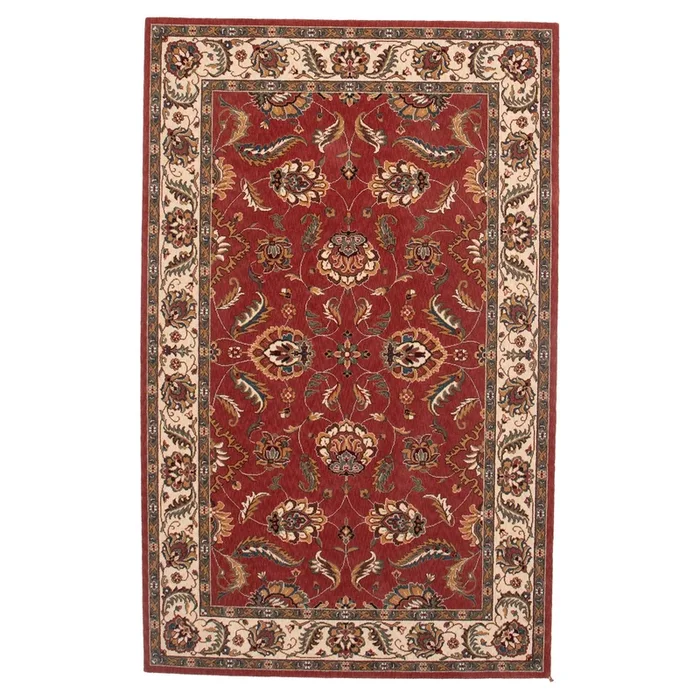 5′ x 7′ 11″ (05×08) Traditional Pink Ivory Wool Area Rug #012544