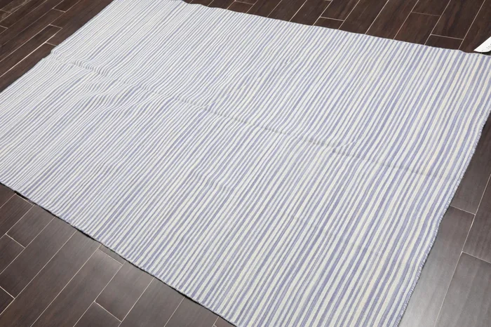 5′ x 8′ Hand Woven Wool Reversible Dhurry Flatweave Area Rug Traditional Off White