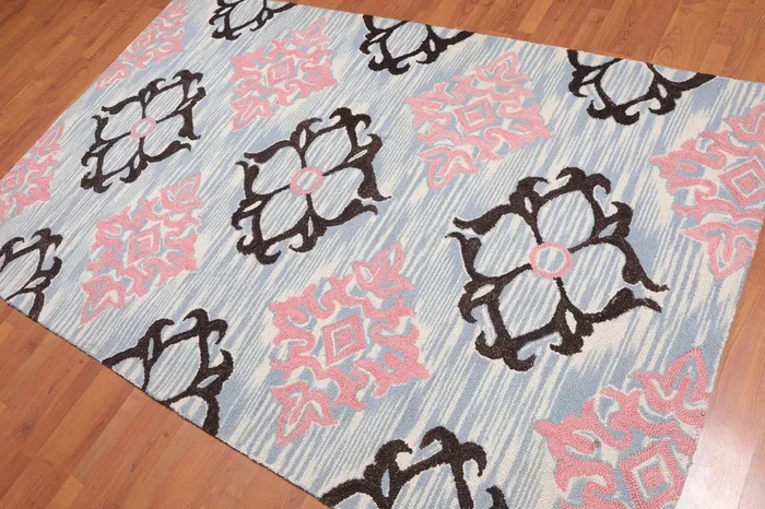 5′ x 8′ Handmade Loop Pile 100% Wool Traditional Oriental Area rug Ivory
