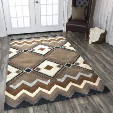 5′ x 8′ Multi Angles Chevron Tumble Weed Loft 100% Wool Area Rug By Rizzy Rugs