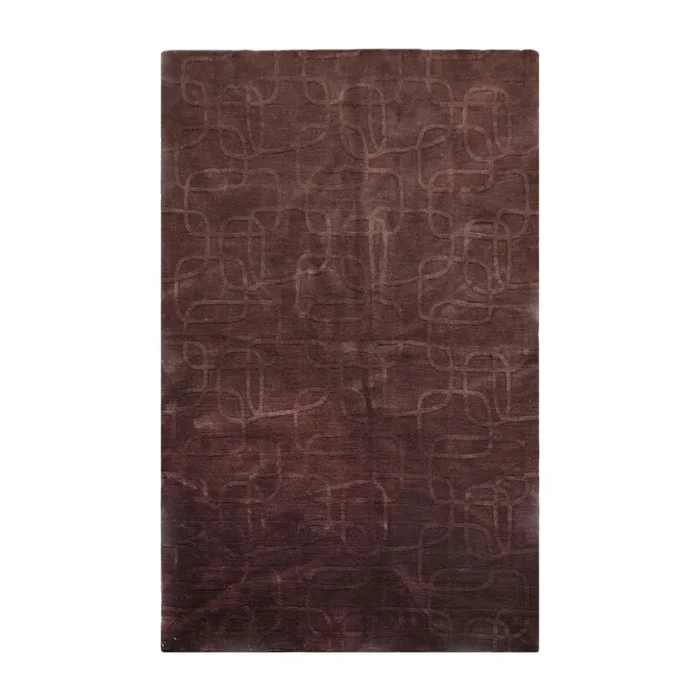 5′ x 8′ Tibetan Solid Hand Loomed Wool Oriental Area Rug Tone on Tone Chocolate