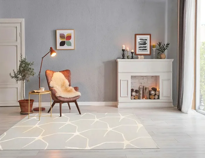 5′ x8′ Hand Tufted Hand Made 100% Wool Designer Modern & Contemporary Oriental Area Rug Gray,Ivory Color