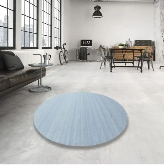 5ft Round Blue Contemporary Jeans Modern Rug