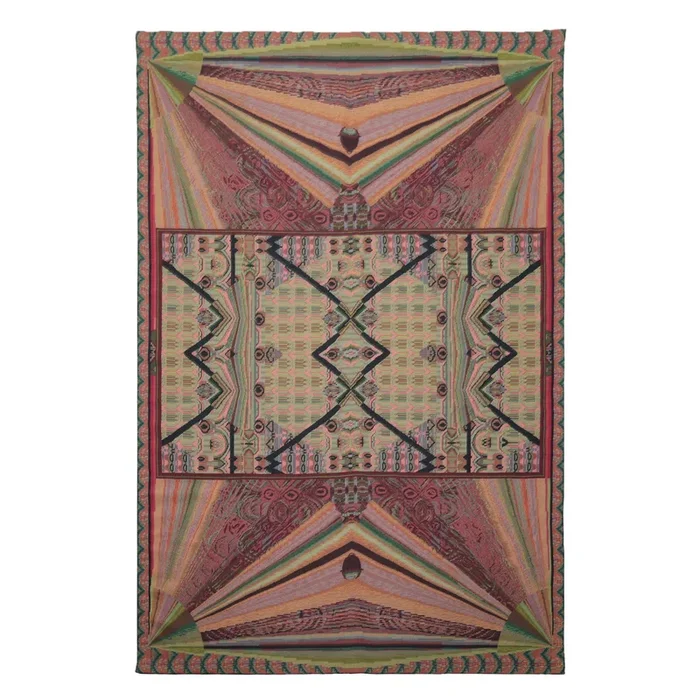 6×9’2” Hand Woven Wool Lime French Needlepoint Art Deco Rug