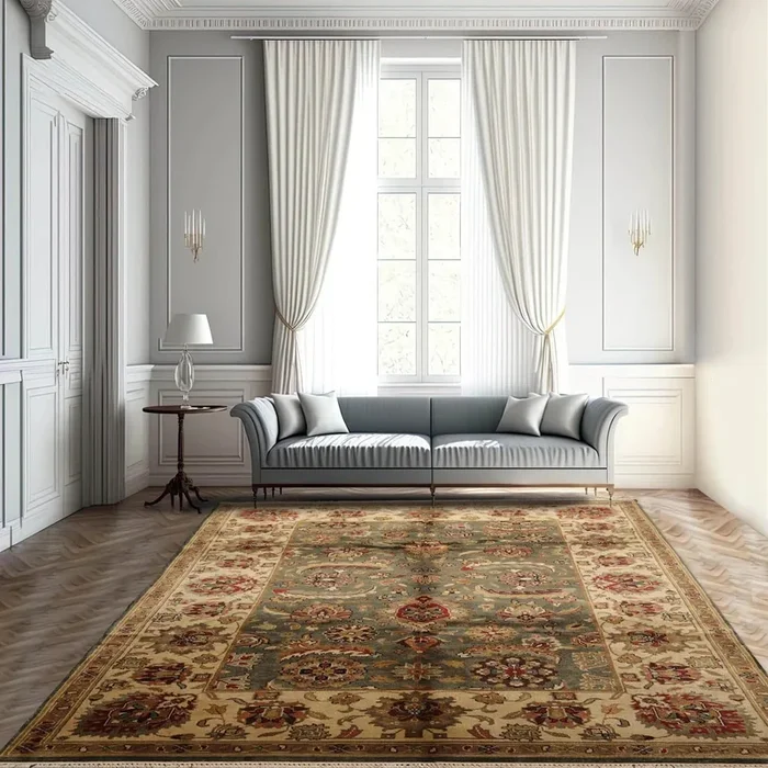 6×9 Green Hand Knotted Oushak 100% Wool Kalaty Traditional Oriental Area Rug