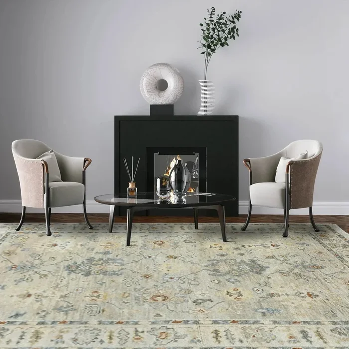 6×9 LoomBloom Beige, Light Gray Hand Knotted 100% Wool Turkish Oushak Traditional Oriental Area Rug