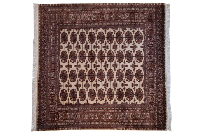 6.5×7 Vintage Fine Pakistani Bokhara Design Square Carpet
