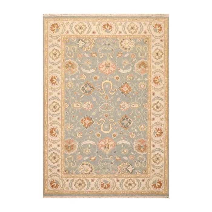 6’1” x 9′ Hand Knotted Wool Oushak Traditional Area Rug Slate