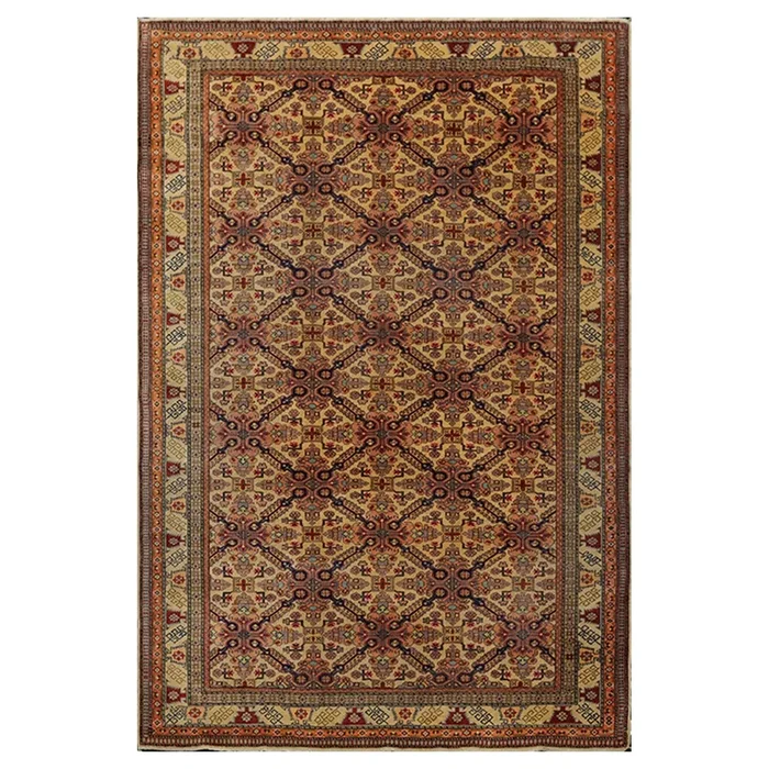 6’6″ x 9’8″ Hand Knotted 100% Wool Superfine 200 KPSI Oriental Area Rug Tan