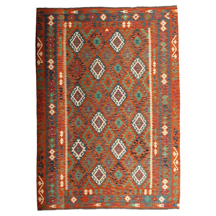 6′ 10″ x 9′ 6″ (07×10) Kilim Collection Tribal Wool Rug #015659