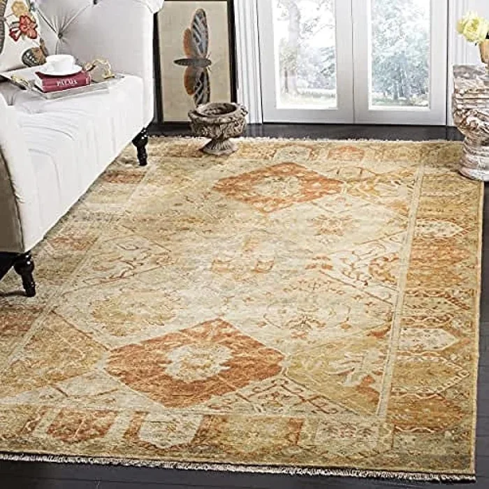 6′ x 9′, Gold & Brown, Hand-Knotted Traditional Oriental Wool, SAFAVIEH Area Rug
