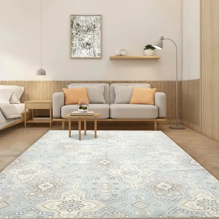 6′ x 9′ Hand Knotted 100% Wool Geometric Transitional Oriental Area Rug Blue