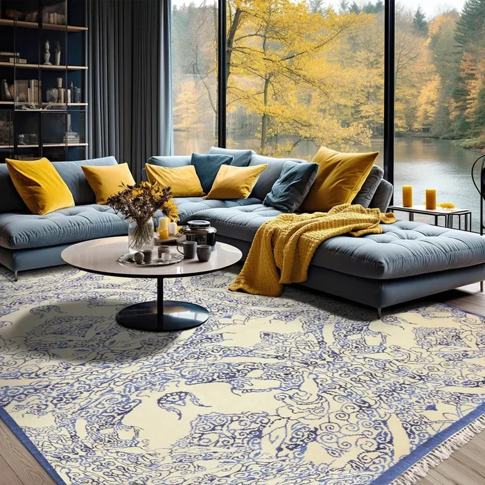 6′ x 9′ Hand Knotted Chinese Art Deco 100% Wool Area Rug Ivory