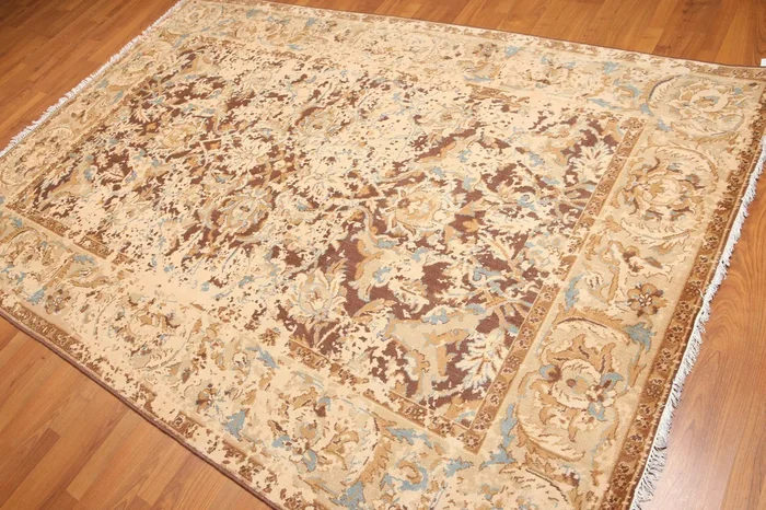 6′ x 9′ Hand Knotted Wool Modern Distress Erased Oushak Area Rug Brown