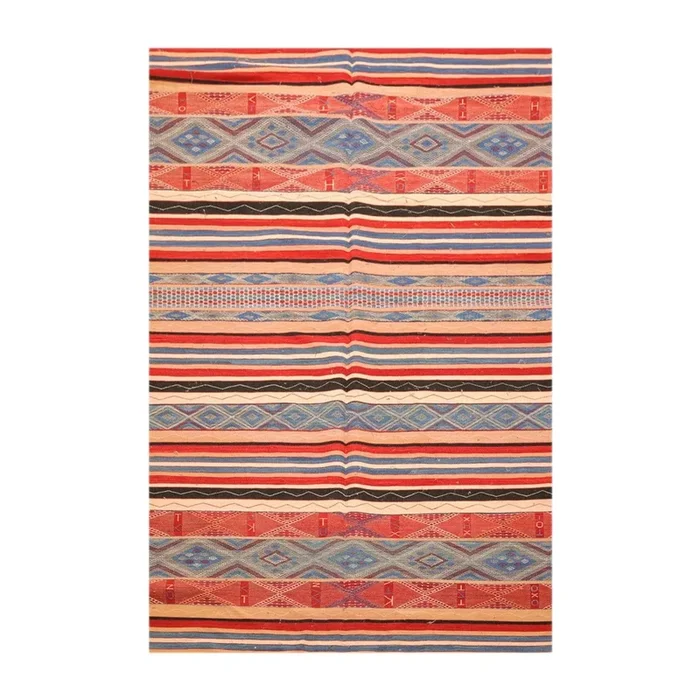 6′ x 9′ Hand Woven Wool Boho Chic Turksih Kilim Area Rug Red Contemporary