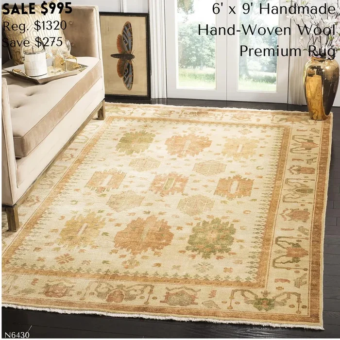 6′ x 9′ Ivory Handmade Hand-Woven Wool Safavieh Area Rug