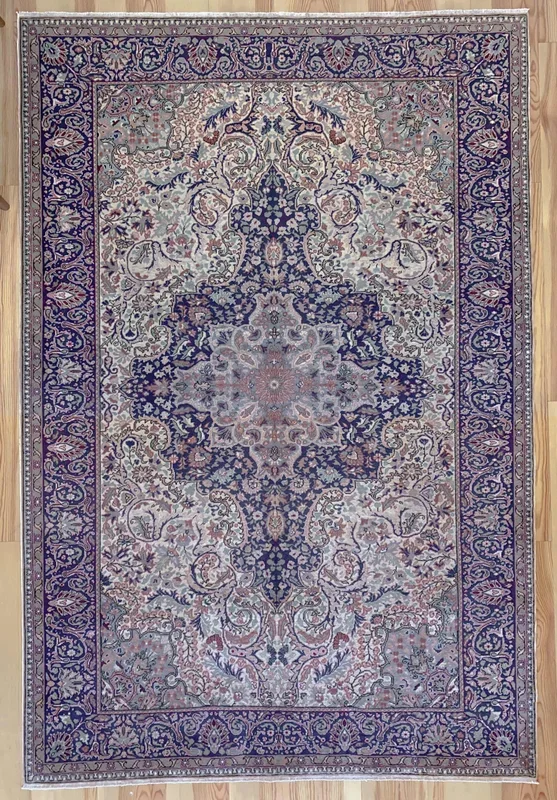 7×10 Vintage Central Anatolian ‘Kayseri’ Turkish Area Rug | Bold Medallion Intricate Floral Design Stylized Field Motifs Palmette Floral Design | SKU 618